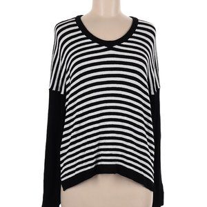 NWT Hurley Demi Black White Stripe V neck sweater